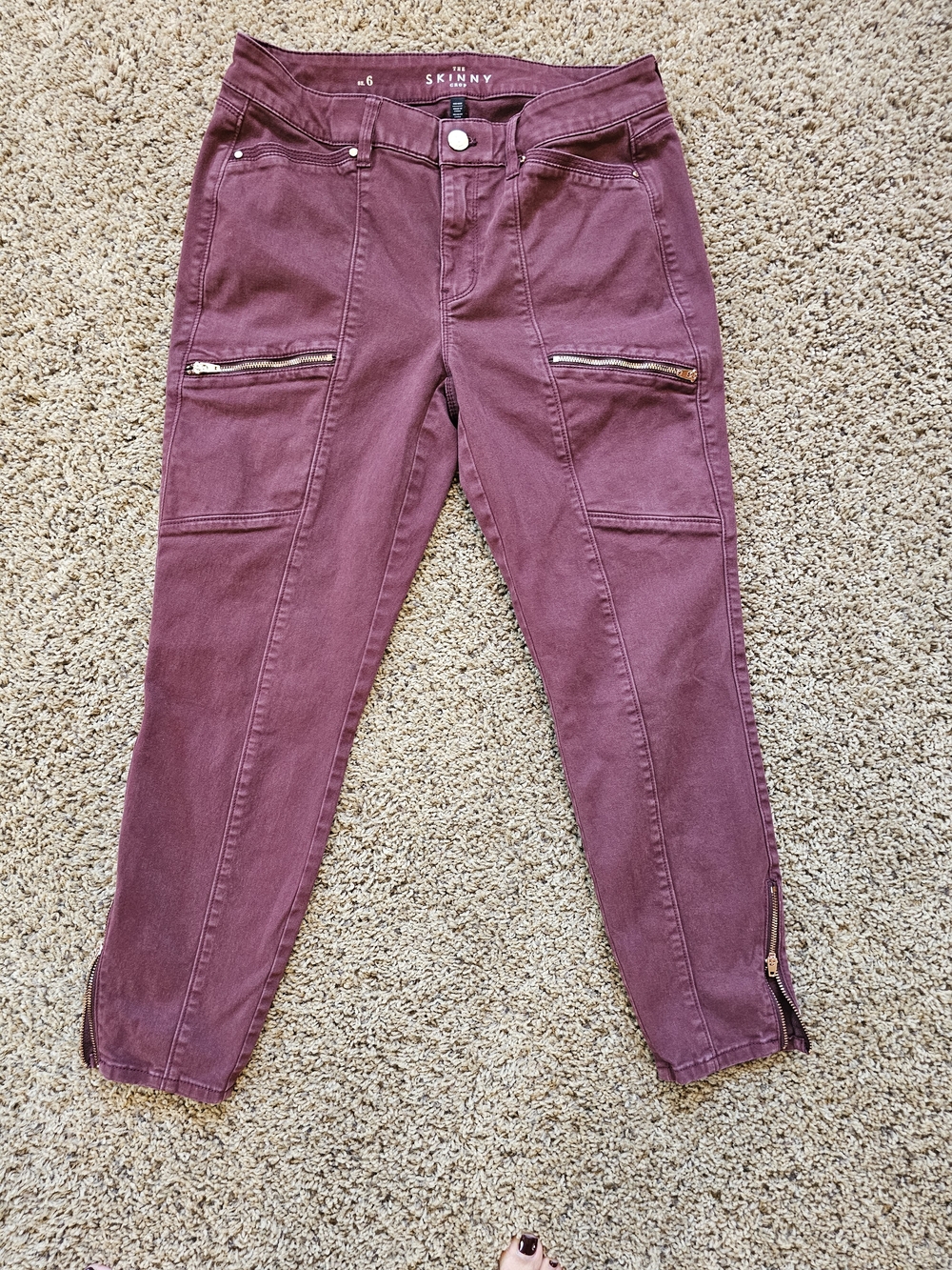 White House Black Market Skinny Burgundy Pants Sz 6